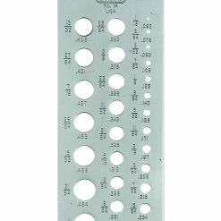 Drill Bit Gauge, 1/16” to ½” By 64ths Fractional Size With Decimal Equivalents, Stainless Steel