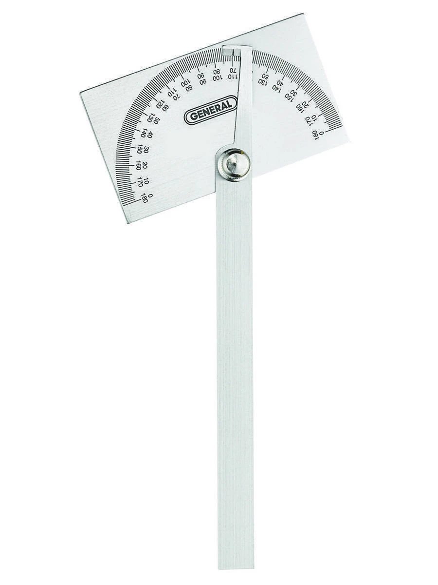 ANGLE-IZER® Square Head Stainless Steel Angle Protractor, 0 to 180 Degrees, 6-Inch Arm