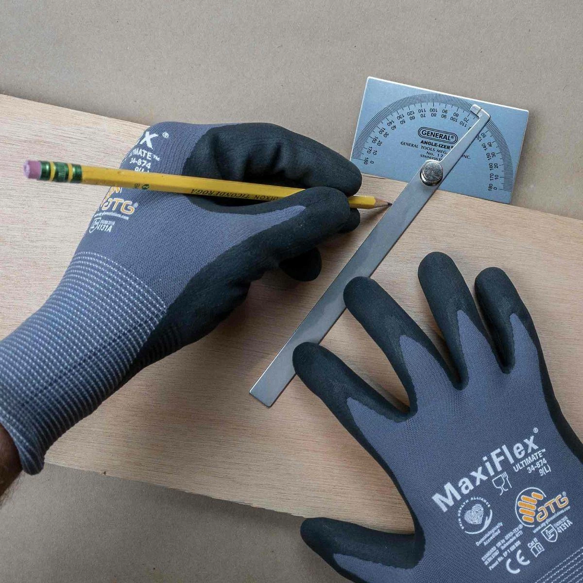 ANGLE-IZER® Square Head Stainless Steel Angle Protractor, 0 to 180 Degrees, 6-Inch Arm - Image 5